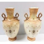 Pair of Devon Ware Handled Vases