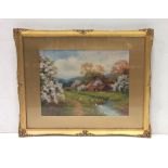 Impressive Oil by L Bedder 1927 in Heavy Gilt Frame