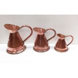 Set of 3 Vict Copper Graduated Jug Measures