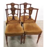 Set of 4 Bone Inlaid Rosewood Dining Chairs