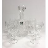 Thomas Webb Cut Glass Decanter plus 6 Wine Glasses