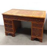 Yewwood Twin Pedestal Leather Top Writing Desk