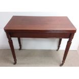 Regency Period Foldover Mahogany Tea Table on Barley Twist Leg