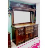 Impressive Edw Oak Mirror Back Sideboard Dimensions: 194cm W 64cm D 235cm H