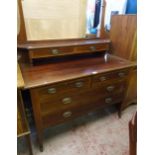 A 4' Edwardian mahogany and strung dressing chest with two drawer superstructure over two short