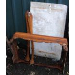 A marble top cast iron console table