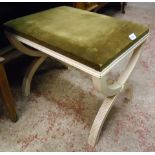 A 20th Century painted wood X-frame dressing stool in the antique style with reeded supports and