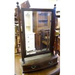 A 20 1/2" Edwardian mahogany and strung platform dressing table mirror with bevelled plate,