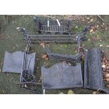 Two Victorian hearth hoods - sold with four cast iron fire fenders and three hanging basket brackets