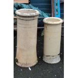 A 29" yellow terracotta chimney pot with banded decoration - sold with a 24" similar