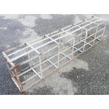 A 6' 1" Edwardian galvanised metal storage bench of riveted strap design