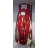 An 8 1/2" mid 20th Century Whitefriars style red bubble glass vase - chip to base