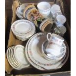 A Paragon Belinda pattern part tea and dinner service, various ceramic trios and a German stein