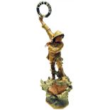 A 22" late Victorian - early 20th Century painted spelter figure of a lifeboat man aboard the