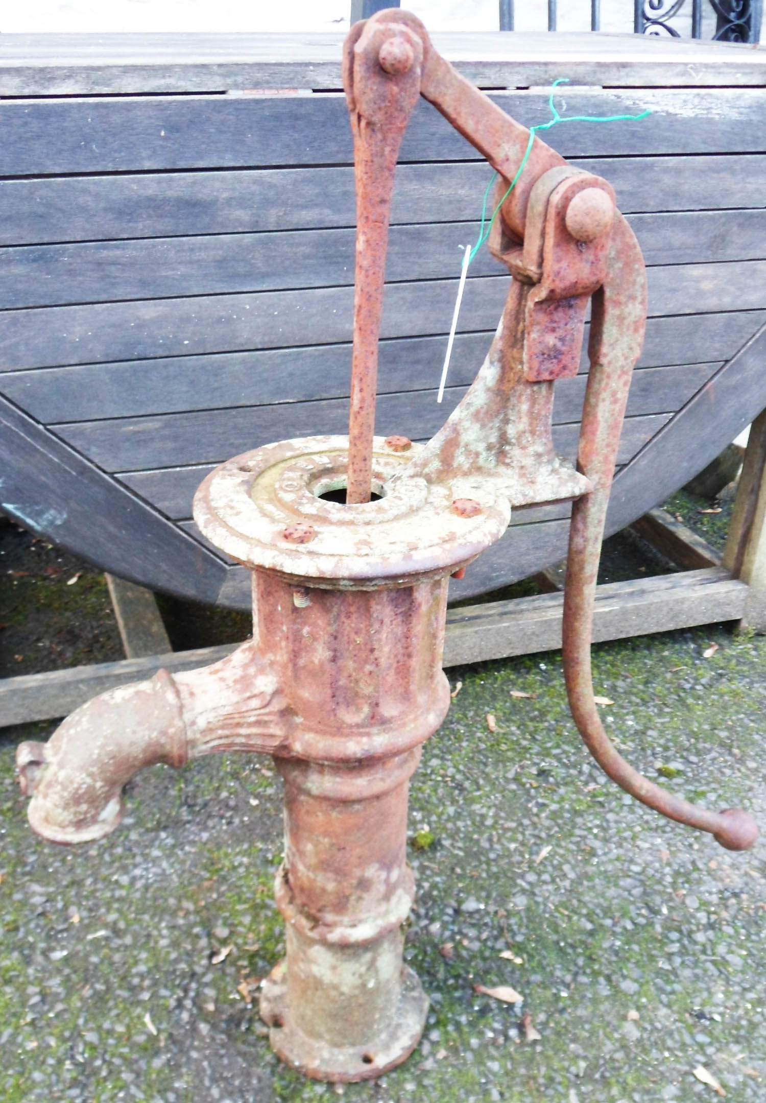 A Victorian cast iron hand pump marked for S. Owen & Co, London - 32" high