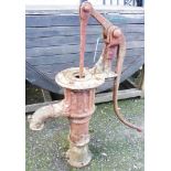 A Victorian cast iron hand pump marked for S. Owen & Co, London - 32" high