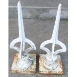 Two painted cast iron London and south west region railway signal finials - one London and