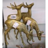 Two pairs of brass deer