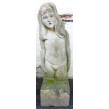 A 3' 4" early 20th Century garden fountain in the form of a young girl on a plinth base
