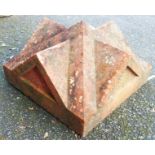 A 21" square Victorian moulded terracotta gatepost top of multiple gable design