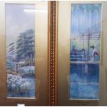 Nitta: a pair of gilt framed and slipped early 20th Century watercolours, depicting Japanese