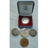 Three silver crowns, 1893 and 1937, both average circulated, and cased 1977 Silver Jubilee Royal