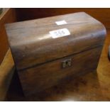 An 8" Victorian rosewood dome top twin compartment tea caddy