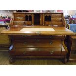 A 3' 8 1/2" 19th Century Dutch walnut two part bombe bureau with fully fitted interior, including