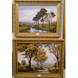Robert Egginton: two gilt framed oils on panel, one entitled "Looking from Haldon", the other "