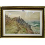 Douglas Pinder: a gilt framed watercolour, depicting a view of Town Head with fishing vessel at