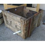 An old ammunition box for spent shell cases - as a log box