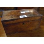 A 9" 19th Century mahogany twin compartment tea caddy - feet missing