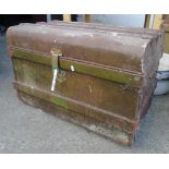 A 20" old painted tin dome top travelling trunk