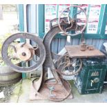 A Victorian cast iron band saw by F. W. Reynolds of London, belt driven with heavy shaped base - 5