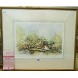 Marion Harbinson: a gilt framed limited edition coloured print entitled "Hidden Waters" - 59/750 -