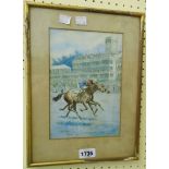 A. Thompson: a gilt framed watercolour entitled "Happy Man, Ascot Gold Cup, 1923"