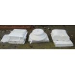 A small collection of white marble, including Doric column cap, tiles, etc.