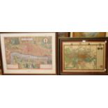 An ebonised and gilt framed "A Plan of London and its Environs" reproduction part coloured map print