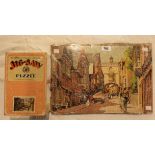A boxed 1930's Chad Valley wooden jigsaw, No. 29 Historic Totnes, approximately 200 pieces