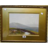 H. Wingate: a gilt framed and slipped gouache, depicting a Dartmoor view with pool and heather in