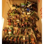 A box containing a collection of 25mm painted diecast battle gaming figures - English Civil War -