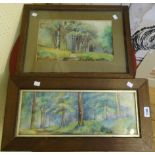 Two framed watercolours of forest glades, initialled M.F. (Marjory French) - sold with and