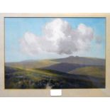 F. J. Widgery: a gilt framed gouache Dartmoor view with tor in distance - 9 1/2" X 13 1/2"