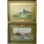 Rubens Southey: two gilt framed and slipped watercolours, one depicting a Dartmoor tor, the other