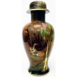 A 13" high Carlton Ware Rouge Royale table lamp base in the form of a baluster temple jar