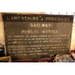 A late Victorian cast iron Lancashire & Yorkshire Railway Public Notice sign - 31 1/2" X 21"