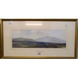 Frederick John Widgery: a gilt framed gouache depicting a Dartmoor view of Yes Tor and Row Tor -