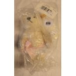 A 9 1/2" modern Steiff Bears of the Week cream Teddy bear with ear tag and label - Tuesday's Bear