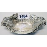 A Victorian sterling silver nut dish with pierced and fluted sides, by George Nathan and Ridley