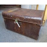 A 26 1/2" late Victorian japanned metal travelling trunk - a/f
